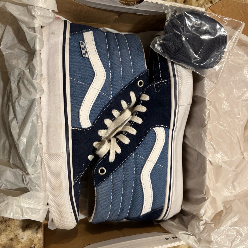 Vans Navy and White High-Tops